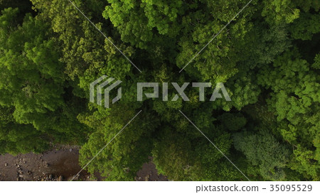 "A mountain stream and a forest" photographed from the sky with a drone (near Iwaobetsu Onsen / Shari-cho, Shari-gun, Hokkaido) "A mountain stream and a forest" photographed from the sky with a drone (near Iwaobetsu Onsen / Shari-cho, Shari-gun, Hokkaido) 35095529