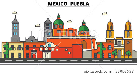 Mexico, Puebla. City skyline, architecture 35095558