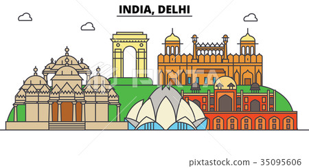 India, Delhi, Hinduism. City skyline, architecture 35095606