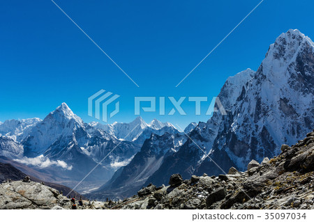 Snowy mountains of the Himalayas 35097034