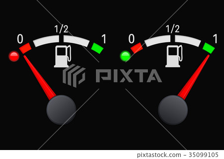 Fuel car gauge scale on black background. Empty 35099105
