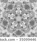 Black and white watercolor mandala. Oriental 35099446