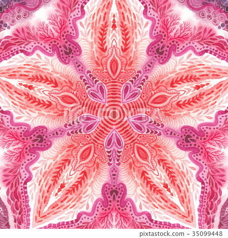 Colorful watercolor mandala. Oriental vintage 35099448