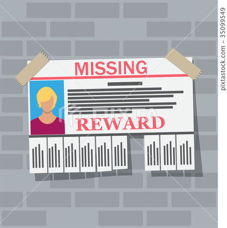 Wanted person paper poster. Missing announce 35099549
