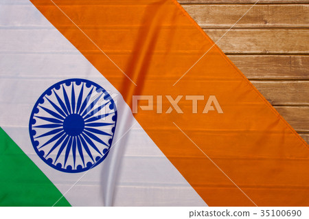 The Flag Of The Republic Of India on wooden 35100690