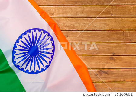 The Flag Of The Republic Of India on wooden  35100691
