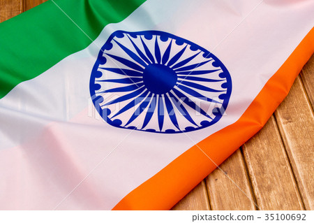 The Flag Of The Republic Of India on wooden 35100692