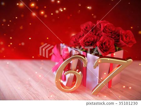 birthday concept with red roses in gift on wooden birthday concept with red roses in gift on wooden 35101230