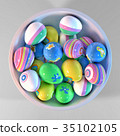 Bowl filled with easter eggs 35102105