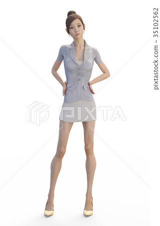 A woman with beautiful legs to pose perming3DCG Illustration material 35102562