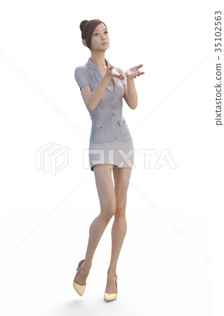 A woman with beautiful legs to pose perming3DCG Illustration material 35102563