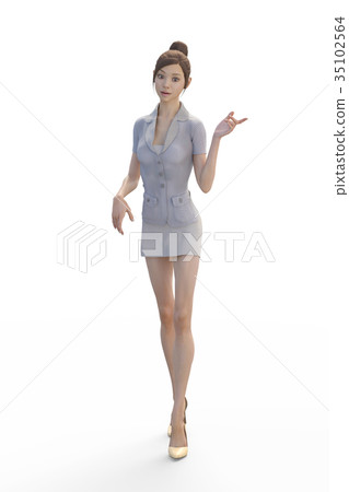 A woman with beautiful legs to pose perming3DCG Illustration material 35102564
