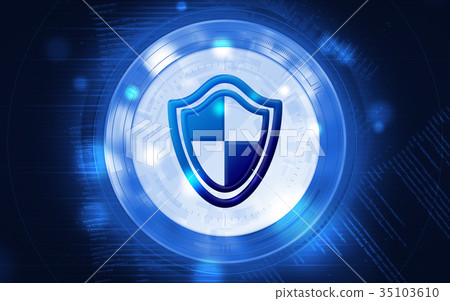 防止網絡攻擊的安全圖像，藍色 35103610