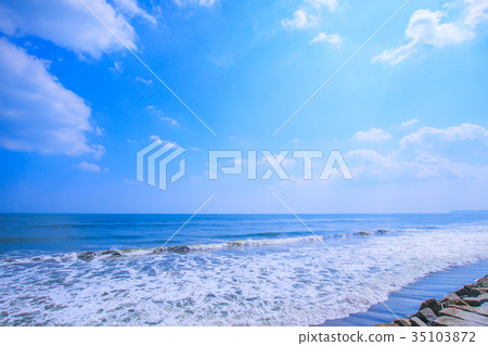 Clouds, sea and waves Ichinomiyacho coast Chosei village coast Clouds, sea and waves Ichinomiyacho coast Chosei village coast 35103872