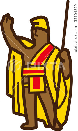 世界例證地圖Kamehameha偉大的雕象 35104890