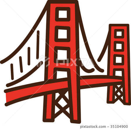 World Illustration Map Golden Gate Bridge 35104900