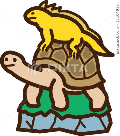 World illustration map Iguana and giant tortoise World illustration map Iguana and giant tortoise 35104919