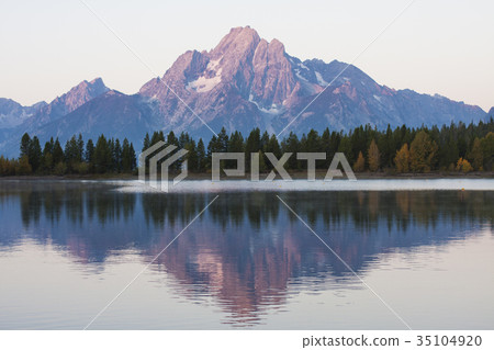 Mountains reflected in the lake Grand Teton National Park in America Mountains reflected in the lake Grand Teton National Park in America 35104920