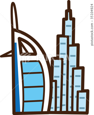 World illustration map Dubai World illustration map Dubai 35104924