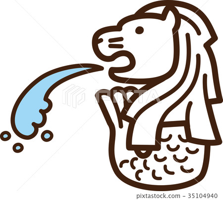 世界插圖地圖魚尾獅 35104940