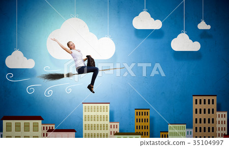 Girl on broom Girl on broom 35104997