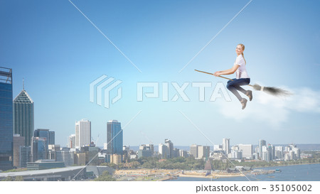 Girl on broom Girl on broom 35105002