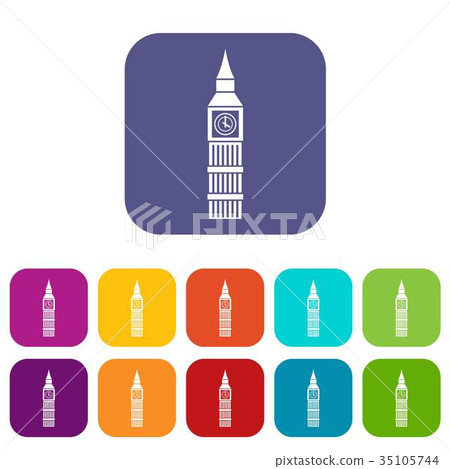 Big Ben clock icons set 35105744