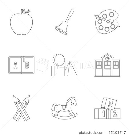 School icons set, outline style 35105747