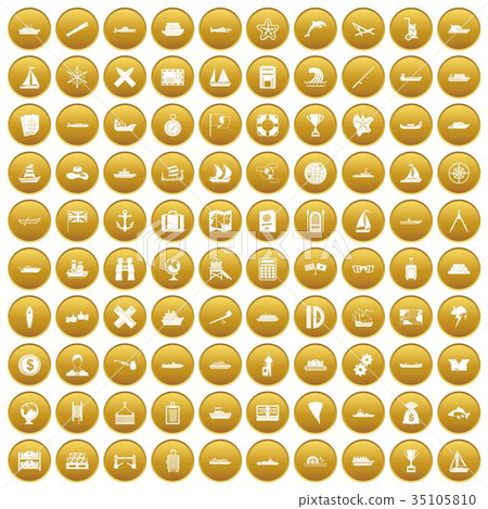 100 shipping icons set gold 100 shipping icons set gold 35105810