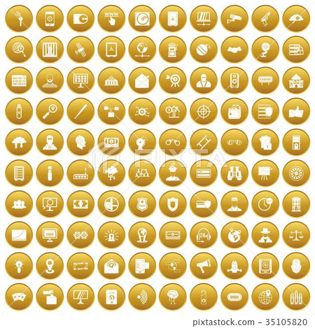 100 security icons set gold 100 security icons set gold 35105820