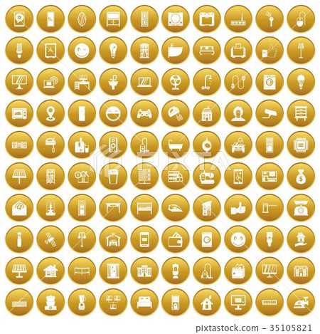 100 smart house icons set gold 100 smart house icons set gold 35105821