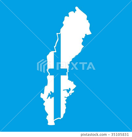 Map of Sweden icon white 35105831
