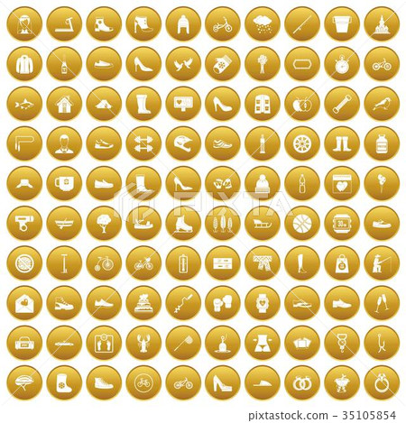 100 shoe icons set gold 35105854
