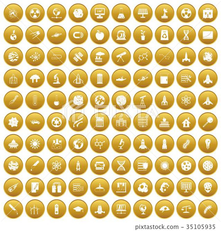 100 space icons set gold 100 space icons set gold 35105935