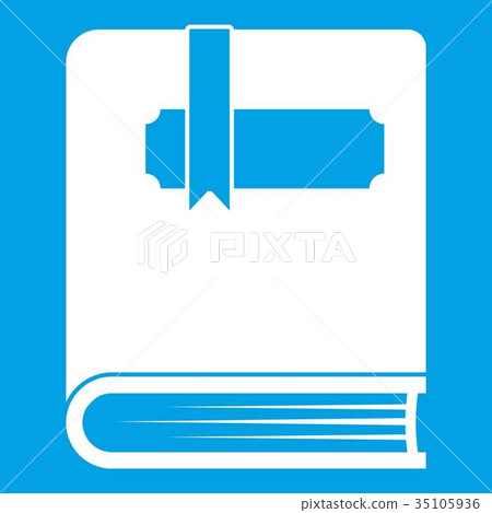 Thick book with bookmark icon white Thick book with bookmark icon white 35105936