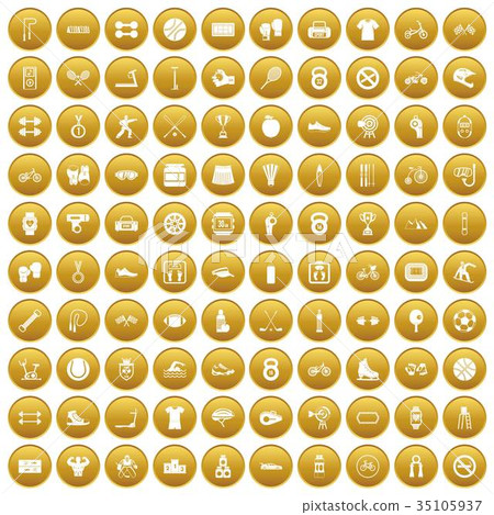 100 sport icons set gold 100 sport icons set gold 35105937