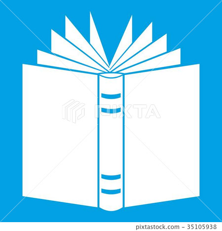 Open thick book icon white 35105938