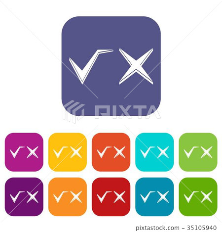 Tick and cross icons set Tick and cross icons set 35105940