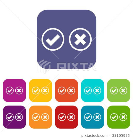 Tick and cross selection icons set Tick and cross selection icons set 35105955