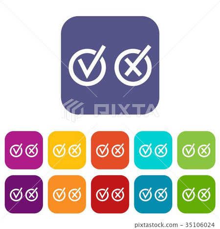 Signs of choice of tick and cross in circles set Signs of choice of tick and cross in circles set 35106024