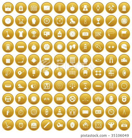 100 stopwatch icons set gold 100 stopwatch icons set gold 35106049