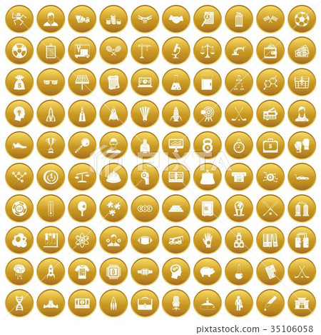 100 success icons set gold 100 success icons set gold 35106058