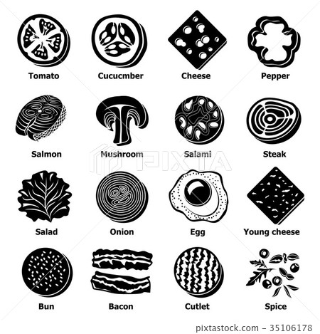 Slice food icons set, simple style 35106178