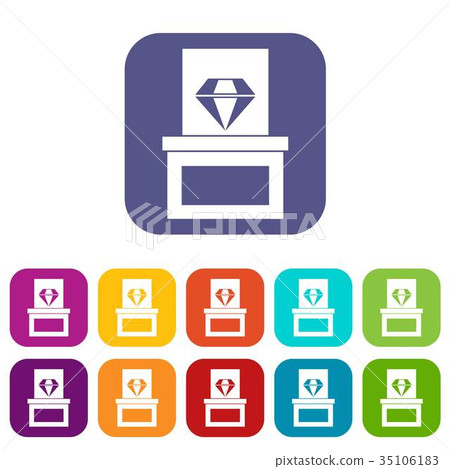 Diamond in box icons set Diamond in box icons set 35106183