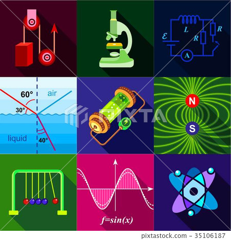 School science program icons set, flat style 35106187
