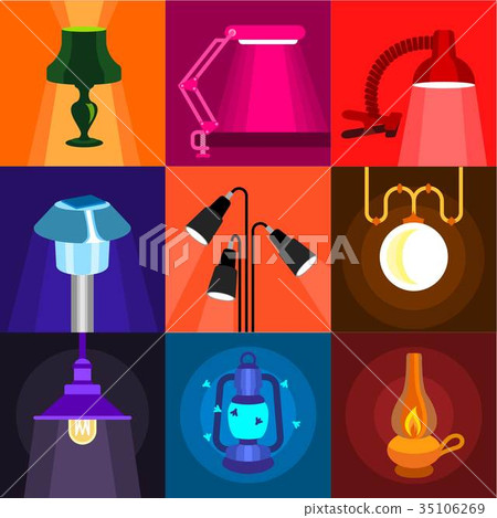 House light icons set, flat style 35106269