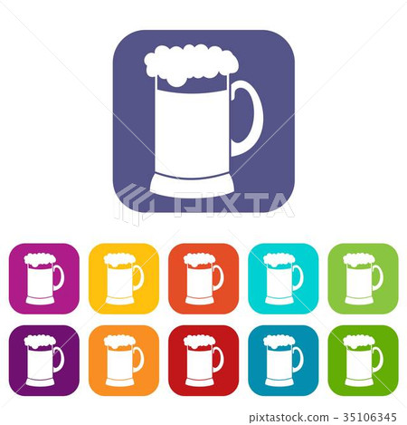 Mug of dark beer icons set Mug of dark beer icons set 35106345