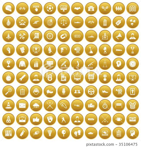 100 victory icons set gold 35106475