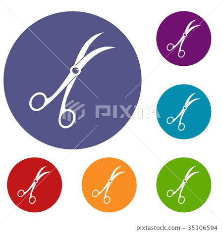 Surgical scissors icons set 35106594