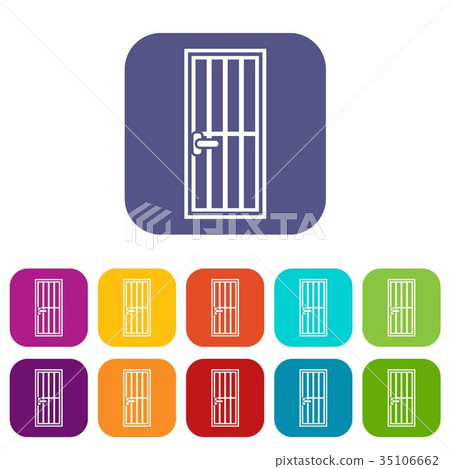 Steel door icons set Steel door icons set 35106662